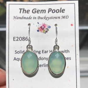 Aqua Chalcedony 925 Silver Gemstone Earrin…